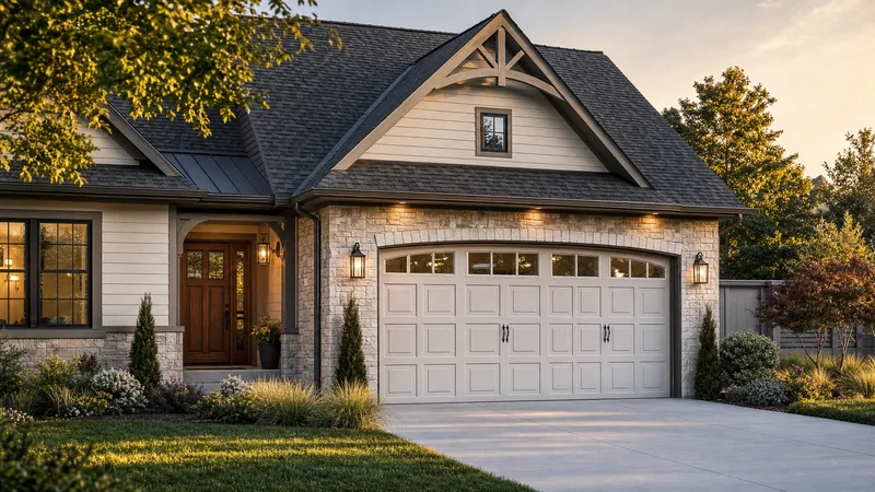 Traditional home with a classic raised-panel garage door